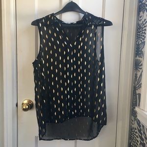 Black/Gold Metallic Sleeveless Blouse M